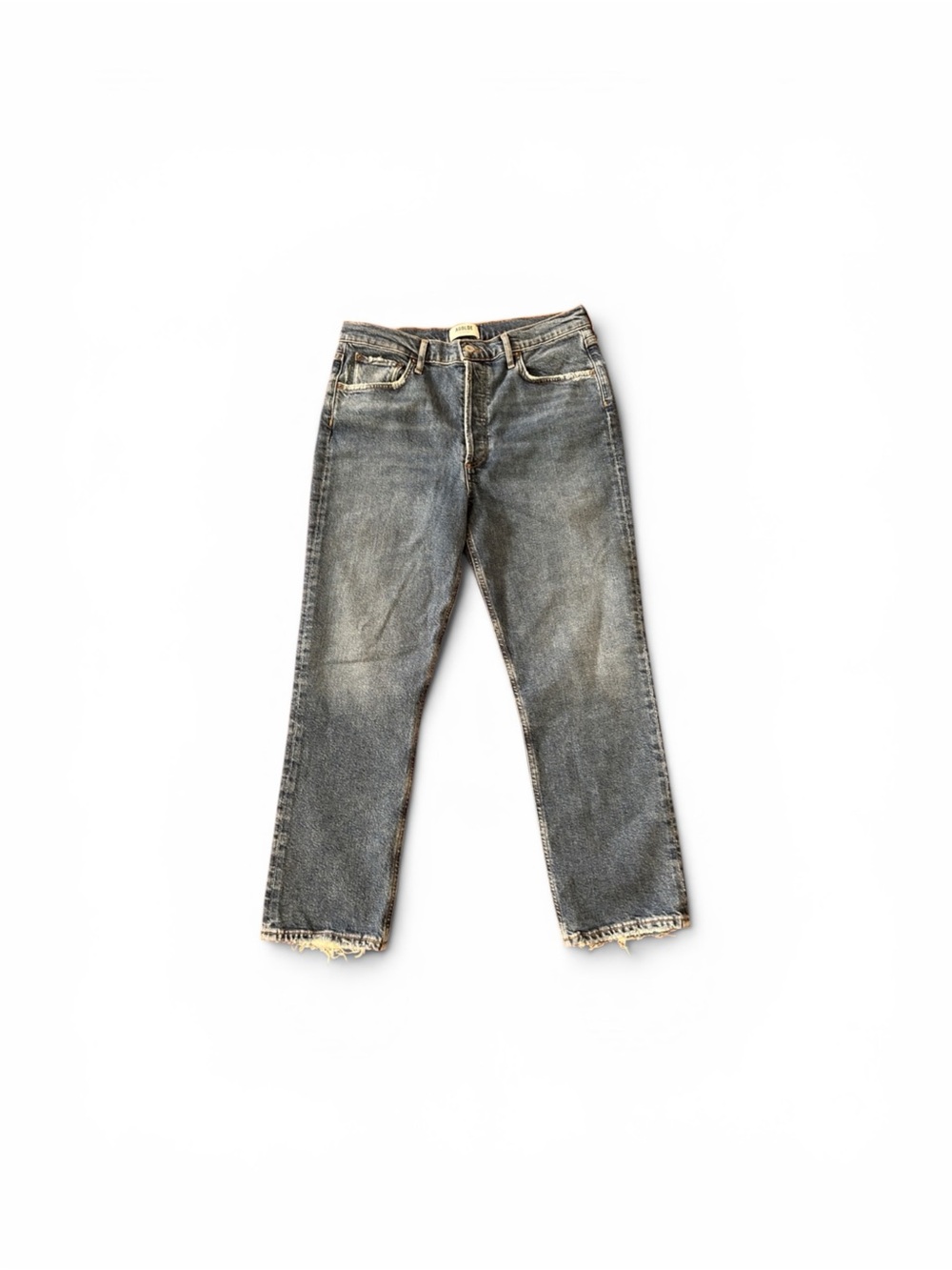 Agolde Washed Blue Slim Straight Jeans - Picture 1 of 6